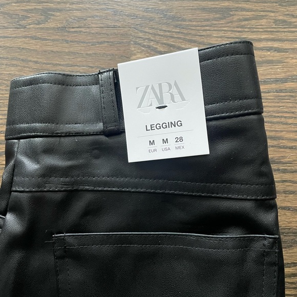 NWT Zara Black Faux Leather Leggings - Picture 3 of 6
